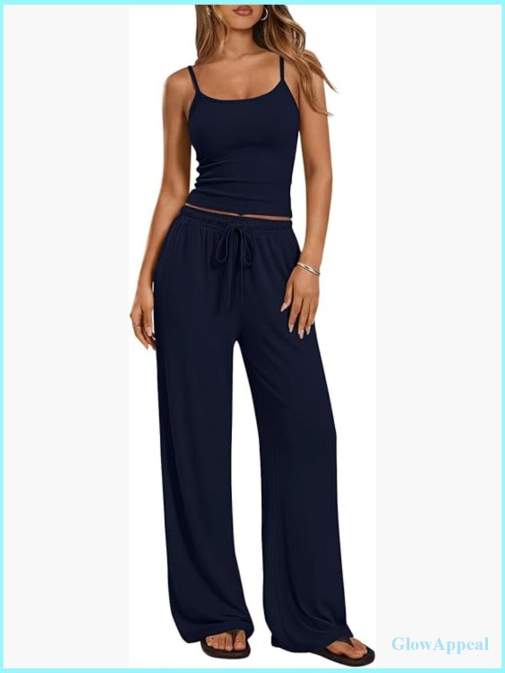 Women's 2 Piece Lounge Set - Camisole & Wide Leg Pants